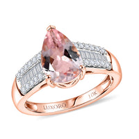 Luxoro 10K Rose Gold Premium Pink Morganite, Diamond (G-H, I2) (0.30 cts) Ring (Size 6.0) 2.00 ctw