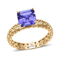 Luxoro AAA Asscher Cut Tanzanite 1.65 ctw Ring in 10K Yellow Gold (Size 6.0) - Sticky add to cart bar