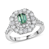 Certified & Appraised Lagoon Tourmaline and Moissanite 1.60 ctw Ring