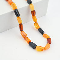 Mixed Amber Barrel Beaded Necklace