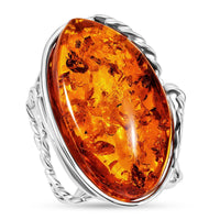 Honey Amber Open Wrap Ring in Sterling Silver