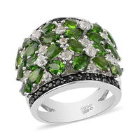 Tsavorite Garnet and Multi Gemstone Ring in Sterling Silver (Size 7.0) 8.80 ctw