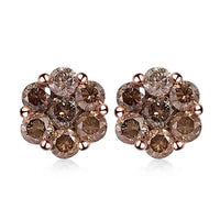 Luxoro 10K White Gold Blue Diamond Floral Stud Earrings 0.50 ctw