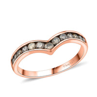 Valentine's Savings Special Natural Champagne Diamond Wishbone Ring in Vermeil RG Over Sterling Silver (Size 9.0) 0.50 ctw