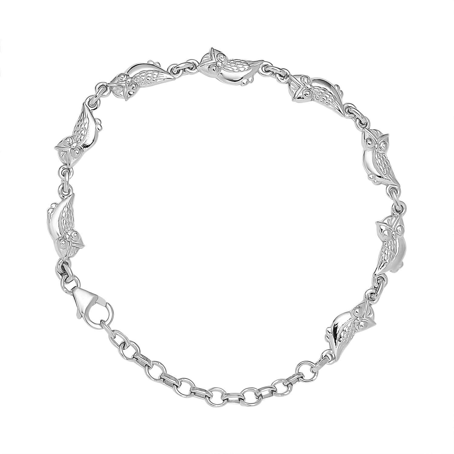 Platinum Over Sterling Silver Fancy Bracelet (6.50 In) 7.35 Grams