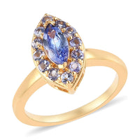 Tanzanite Fancy Ring in Vermeil Yellow Gold Over Sterling Silver (Size 9.0) 1.00 ctw