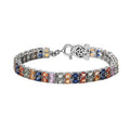 TLV Green Sapphire , Multi gemstones Cluster Bracelet (Size - 8) in Platinum Over Sterling Silver ,  Silver Wt. 14 g 16.27 ctw (8.00 In) 18.51 ctw - Sticky add to cart bar