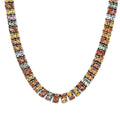 Multi Sapphire and Thai Black Spinel Double Row Tennis Necklace 18 Inches in Platinum Over Sterling Silver 35.00 ctw - Sticky add to cart bar