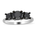 TLV Black Diamond (IR) Trilogy Ring in Platinum Over Sterling Silver (Size 11.0) 2.00 ctw - Sticky add to cart bar