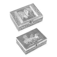 "Horse Embossed Aluminium Oxidized Set of x Nesting Storage Boxes Size : 7.8x5.3x2.75 inch 6.5x4x1.5 inch"