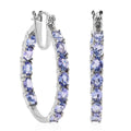 Tanzanite Hoop Earrings in Platinum Over Sterling Silver 3.85 ctw - Sticky add to cart bar