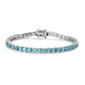 Asscher Cut Madagascar Paraiba Apatite Tennis Bracelet in Platinum Over Sterling Silver (8.00 In) 12.60 Grams 12.75 ctw - Sticky add to cart bar