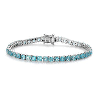 Asscher Cut Madagascar Paraiba Apatite Tennis Bracelet in Platinum Over Sterling Silver (8.00 In) 12.60 Grams 12.75 ctw