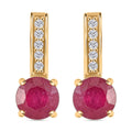 Certified & Appraised Luxoro 10K Yellow Gold AAA Niassa Ruby (FF) and G-H I2 Diamond Earrings 2.60 ctw - Sticky add to cart bar