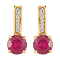 Certified & Appraised Luxoro 10K Yellow Gold AAA Niassa Ruby (FF) and G-H I2 Diamond Earrings 2.60 ctw
