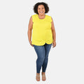 TAMSY Pale Yellow Petal Hem Scoop Neck Knit Tank - Small - Sticky add to cart bar