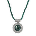 African Malachite Pendant with Green Quartzite Beaded Necklace 20 Inches in Stainless Steel 66.50 ctw - Sticky add to cart bar