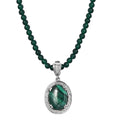 African Malachite Pendant with Green Quartzite Beaded Necklace 20 Inches in Stainless Steel 90.85 ctw - Sticky add to cart bar