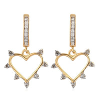 Diamond Spiked Heart Statement Earrings in Vermeil Yellow Gold Over Sterling Silver 0.35 ctw
