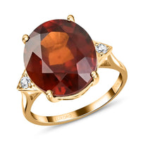 LUXORO 10K Yellow Gold AAA Sri Lankan Honey Garnet and Diamond Solitaire Ring (Size 10.0) 2.40 Grams 9.40 ctw