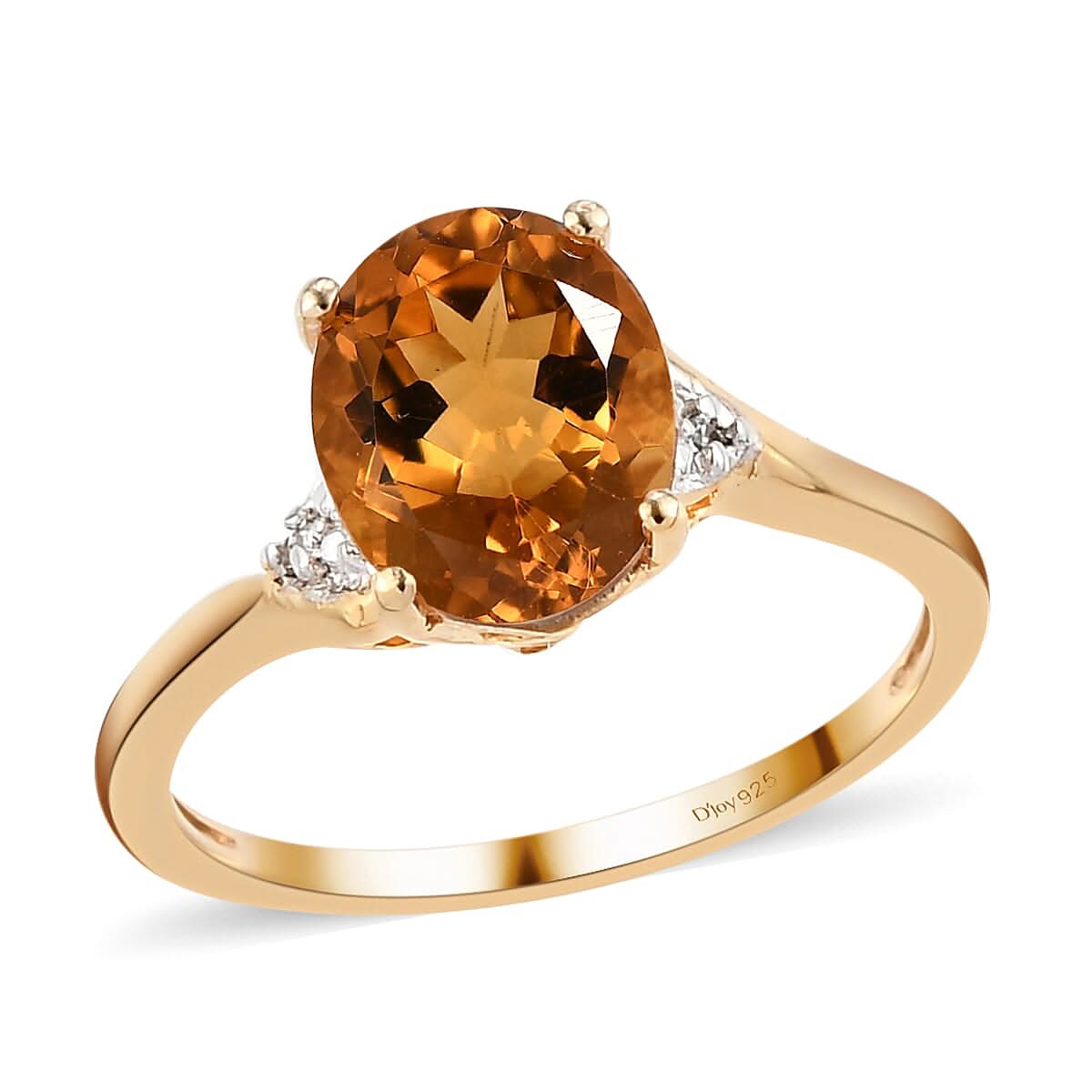 Santa Ana Madeira Citrine and Natural White Zircon Ring in 14K Yellow Gold Over Sterling Silver (Size 6.0) 1.65 ctw