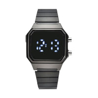 STRADA Electronic Movement Digital Watch with ION Plated Black Stainless Steel Strap (41x37mm) (6.75-8.50 Inch)