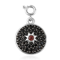 KARIS Mozambique Garnet and Natural Thai Black Spinel Star Charm in Platinum Bond 1.15 ctw