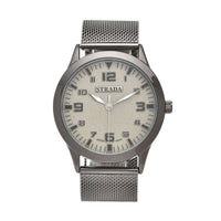 Strada Japanese Movement Navy Blue Corrosion Watch with Stainless Steel Mesh Strap (42mm) (7.25-8.25Inches)