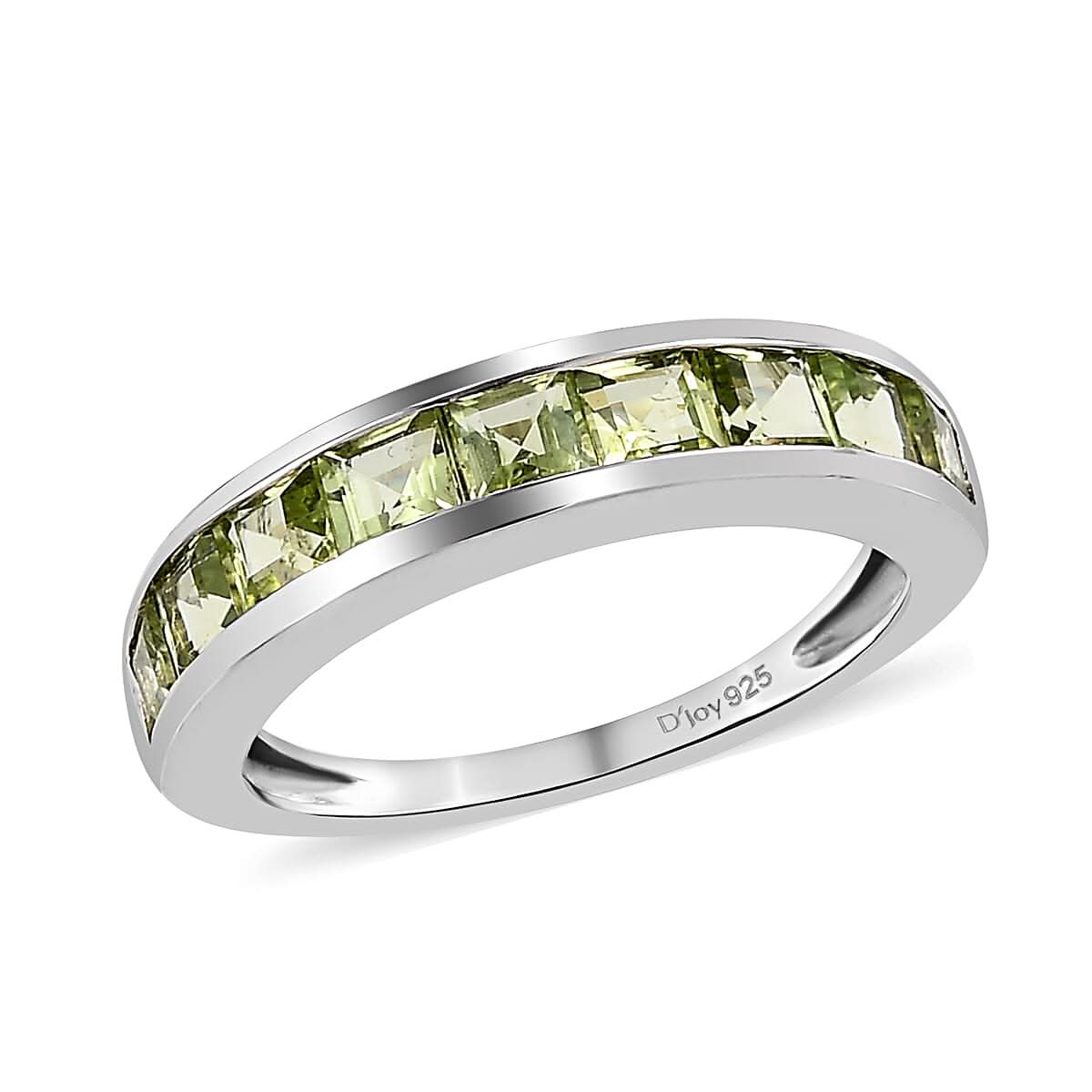 Arizona Peridot Half Eternity Band Ring in Platinum Over Sterling Silver (Size 9.0) 1.50 ctw
