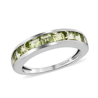 Arizona Peridot Half Eternity Band Ring in Platinum Over Sterling Silver (Size 9.0) 1.50 ctw
