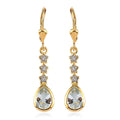 Espirito Santo Aquamarine and White Zircon Dangle Earrings in Vermeil Yellow Gold Over Sterling Silver 1.60 ctw - Sticky add to cart bar