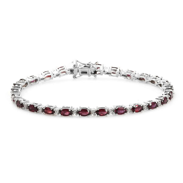 Anthill Garnet and Natural White Zircon Bracelet in Platinum Over Sterling Silver (6.50 In) 8.65 Grams 7.00 ctw - Product card gallery slide 1 (9431385243903)