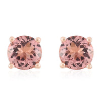 Certified Luxoro 10K Rose Gold AAA Blush Tourmaline Solitaire Stud Earrings 2.00 ctw