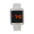 STRADA Electronic Movement Digital Watch with Silver Color Faux Leather & Stardust Strap (34mm) (6.75-8.50 Inch) - Sticky add to cart bar
