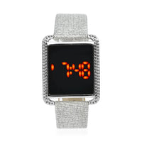STRADA Electronic Movement Digital Watch with Silver Color Faux Leather & Stardust Strap (34mm) (6.75-8.50 Inch)