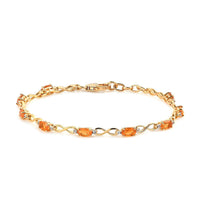 Salamanca Fire Opal and Natural White Zircon Fancy Bracelet in Vermeil Yellow Gold Over Sterling Silver (8.00 In) 1.75 ctw