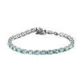 Madagascar Paraiba Apatite and Thai Black Spinel Tennis Bracelet in Platinum Over Sterling Silver (7.25 In) 9.35 Grams 13.15 ctw - Sticky add to cart bar