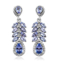 Tanzanite and White Zircon Dangling Earrings in Platinum Over Sterling Silver 2.90 ctw - Sticky add to cart bar