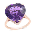 LUXORO 10K Rose Gold AAA Lusaka Amethyst Solitaire Heart Ring 2.50 Grams 8.50 ctw - Sticky add to cart bar