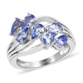 Tanzanite 7 Stone Ring in Platinum Over Sterling Silver (Size 9.0) (2.90 g) 1.35 ctw - Sticky add to cart bar