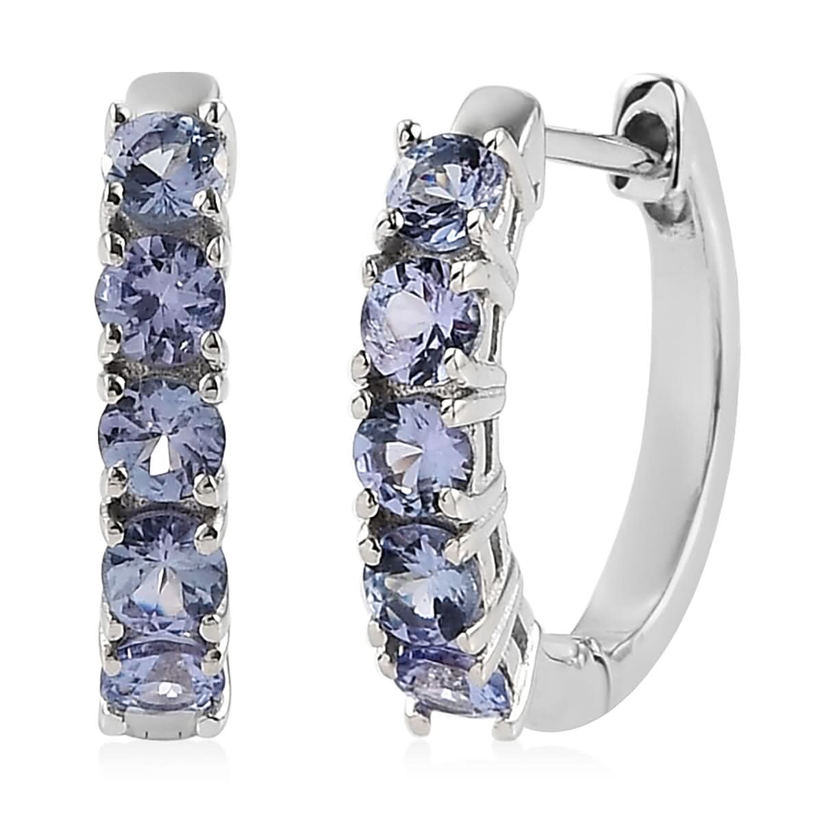 Cambodian Blue Zircon Hoop Earrings in Platinum Over Sterling Silver 1.75 ctw