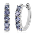 Cambodian Blue Zircon Hoop Earrings in Platinum Over Sterling Silver 1.75 ctw - Sticky add to cart bar