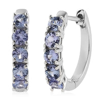 Cambodian Blue Zircon Hoop Earrings in Platinum Over Sterling Silver 1.75 ctw
