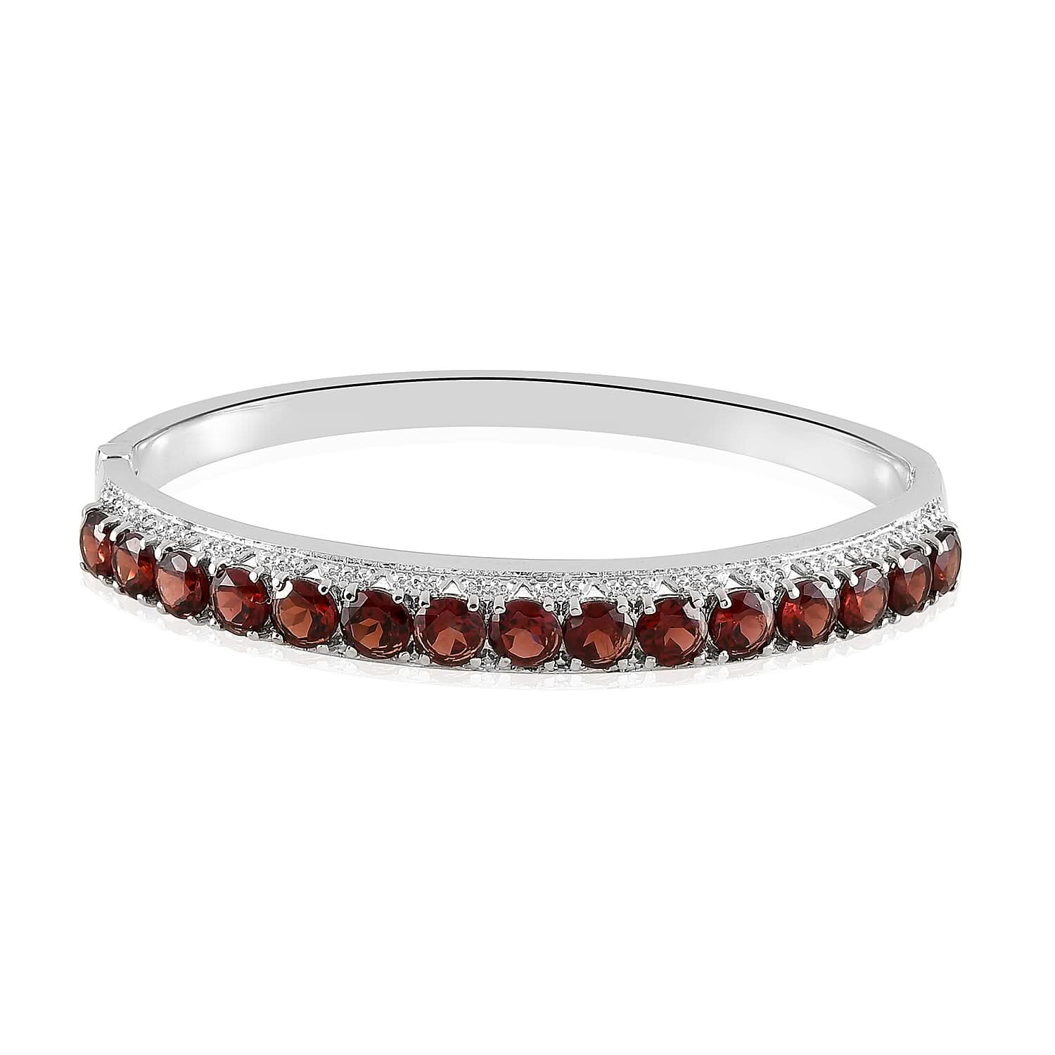 Mozambique Garnet Bangle Bracelet in Stainless Steel (6.50 In) 9.50 ctw