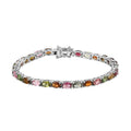 Multi-Tourmaline Tennis Bracelet in Platinum Over Sterling Silver (7.25 In) 10.50 Grams 11.50 ctw - Sticky add to cart bar