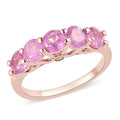 Ilakaka Hot Pink Sapphire and Natural White Zircon 5 Stone Ring in Vermeil Rose Gold Over Sterling Silver (Size 10.0) 2.00 ctw - Sticky add to cart bar