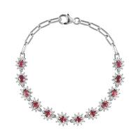 Narsipatnam Alexandrite and Natural White Zircon Cluster Bracelet in Platinum Over Sterling Silver (7.25 In) 7.30 Grams 4.25 ctw
