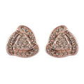 Natural Champagne Diamond Triangle Stud Earrings in Vermeil Rose Gold Over Sterling Silver 0.50 ctw - Sticky add to cart bar