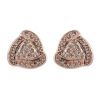 Natural Champagne Diamond Triangle Stud Earrings in Vermeil Rose Gold Over Sterling Silver 0.50 ctw