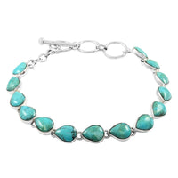 SANTA FE Style Turquoise Adjustable Toggle Clasp Bracelet in Sterling Silver (8.00 In) (10.10 g) 3.00 ctw